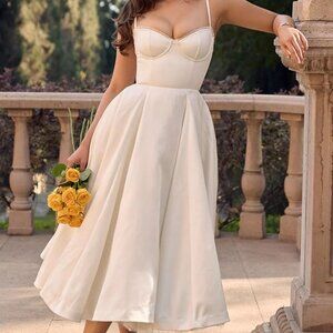 HOUSE OF CB 'Mademoiselle' White Tulle Midi Dress/Size M